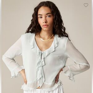 Jcrew Flowy Seafoam Chiffon Top